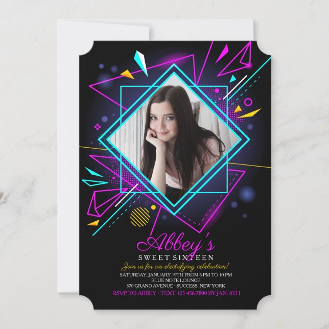 Invitación a la foto de Neon Lights (Anverso)