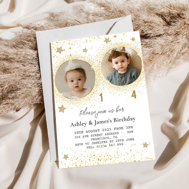 Invitación a la foto de niños con doble cumpleaños (Subido por el creador)