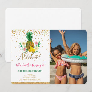 Invitación a la foto de niños hawaianos de cumplea