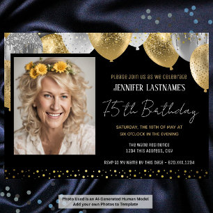 Invitación a la foto de oro y negro en 75 años