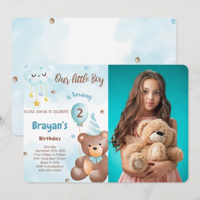 Invitación a la foto de Oso de Teddy (Anverso / Reverso)