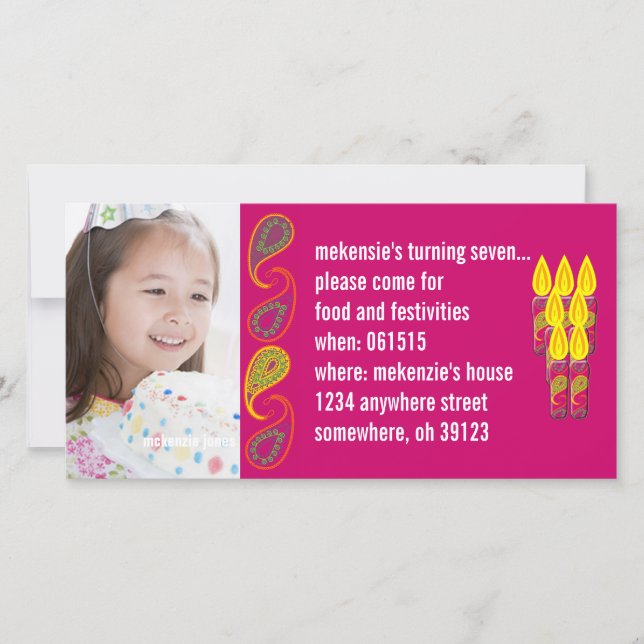 Invitación a la foto de Paisley Birthdy (Anverso)