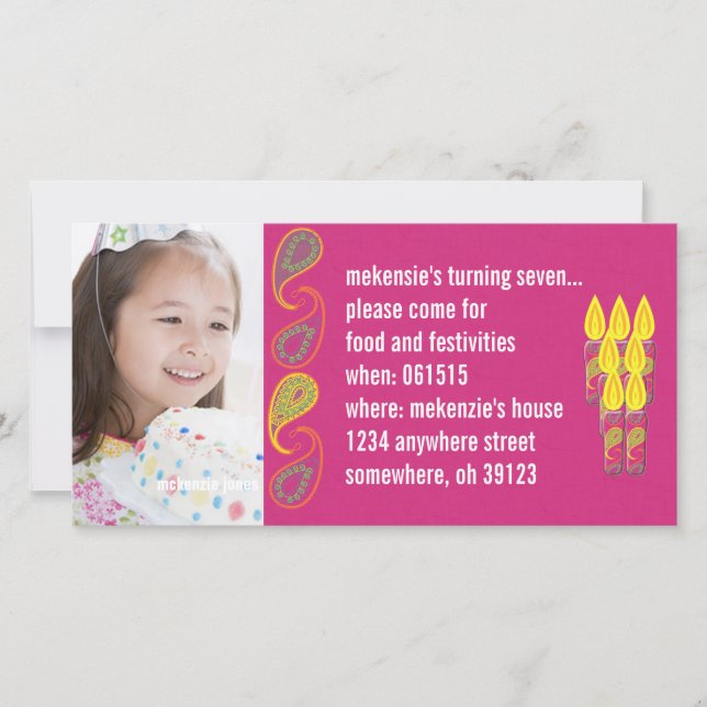Invitación a la foto de Paisley Birthdy (Anverso)