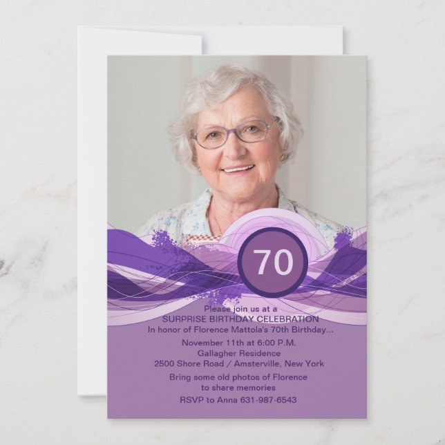 Invitación a la foto de Pluma hito de cumpleaños (Anverso)