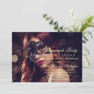 Invitación a la foto de Quinceanera de Masquerade