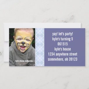 Invitación a la foto de Raspberry Argyle Birthdy