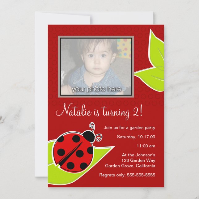Invitación a la foto de Red Ladybug (Anverso)