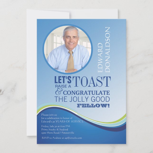 Invitación a la foto de retiro de onda azul (Anverso)