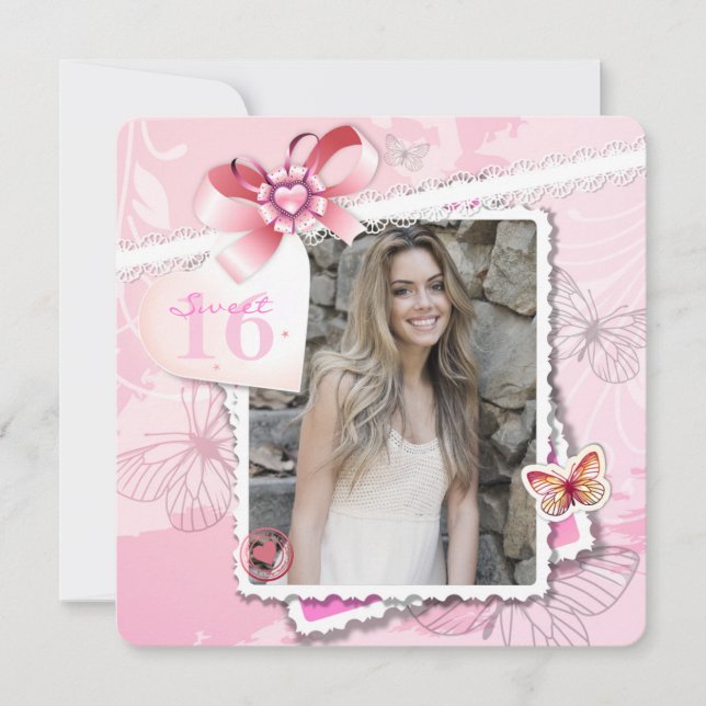 Invitación a la foto de Romance y Butterflies (Anverso)