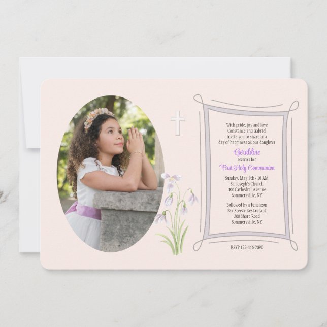 Invitación a la foto de Snowdrop Floral (Anverso)