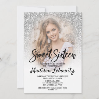 Invitación a la foto de Sweet 16 Glamorous Silver 