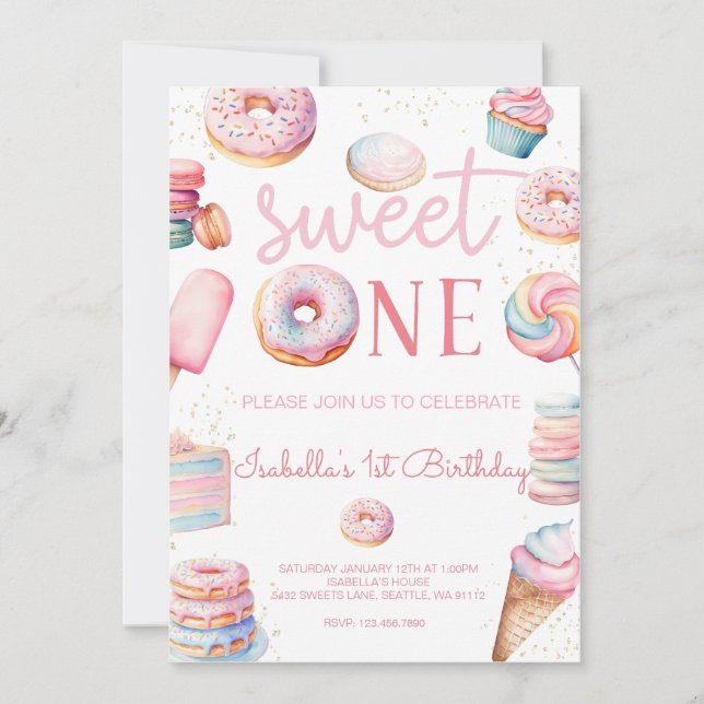 Invitación a la foto de Sweet One First Birthday (Anverso)