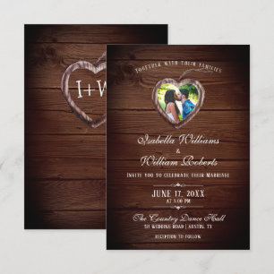 Invitación a la foto de un Boda de la madera rústi