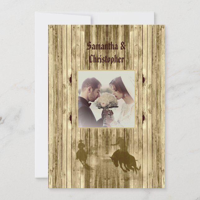 Invitación a la foto de un boda de vaquero ruso (Reverso)
