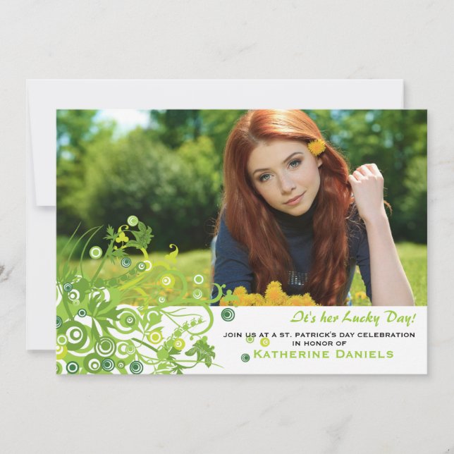 Invitación a la foto de un Bouquet verde (Anverso)