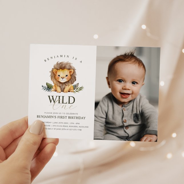 Invitación a la foto de un cumpleaños de Lion Wild (Subido por el creador)