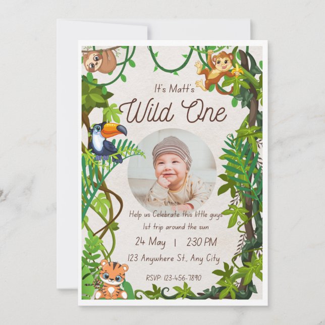Invitación a la foto de un personalizado Wild One  (Anverso)