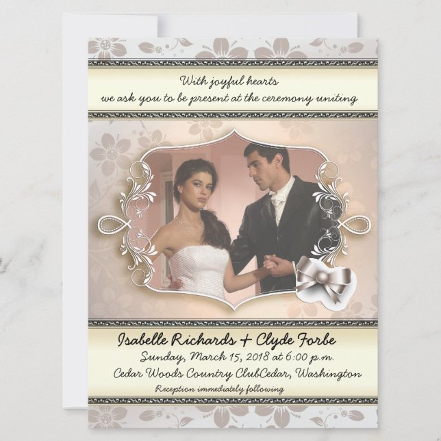 Invitación a la foto de una boda veneciana elegant (Anverso)