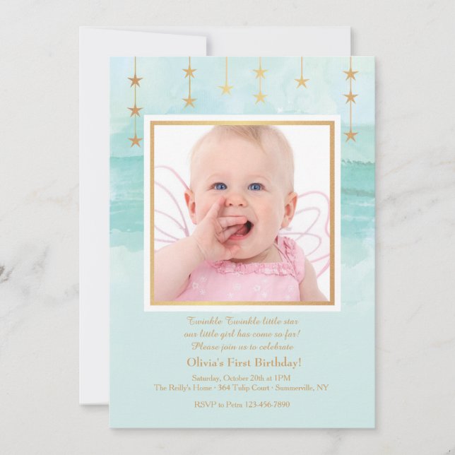 Invitación a la foto de una estrella de cumpleaños (Anverso)