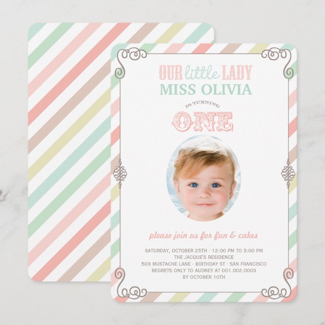Invitación a la foto de una Fiesta de cumpleaños d (Anverso / Reverso)