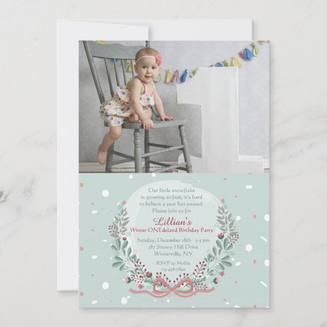 Invitación a la foto de Wreath de invierno (Anverso)