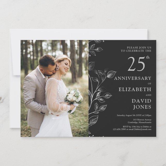 Invitación a la foto del 25º aniversario del Boda  (Anverso)