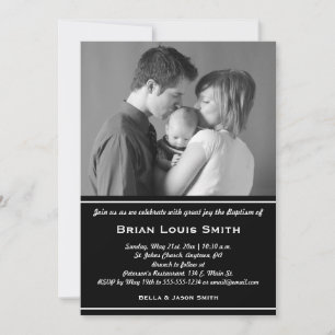 Invitación a la foto del Bautismo Blanco Negro