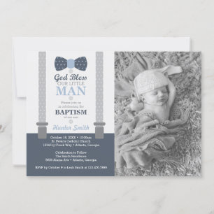 Invitación a la foto del bautismo de un pequeño ho