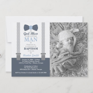 Invitación a la foto del bautismo de un pequeño ho