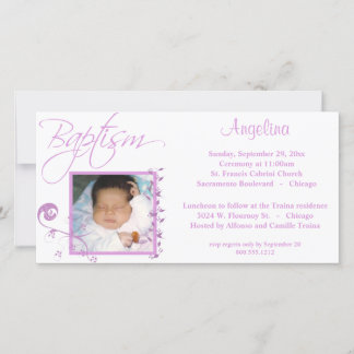 Invitación a la foto del bautismo rosa claro
