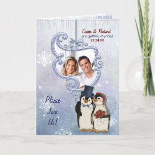 Invitación a la foto del Boda pingüino