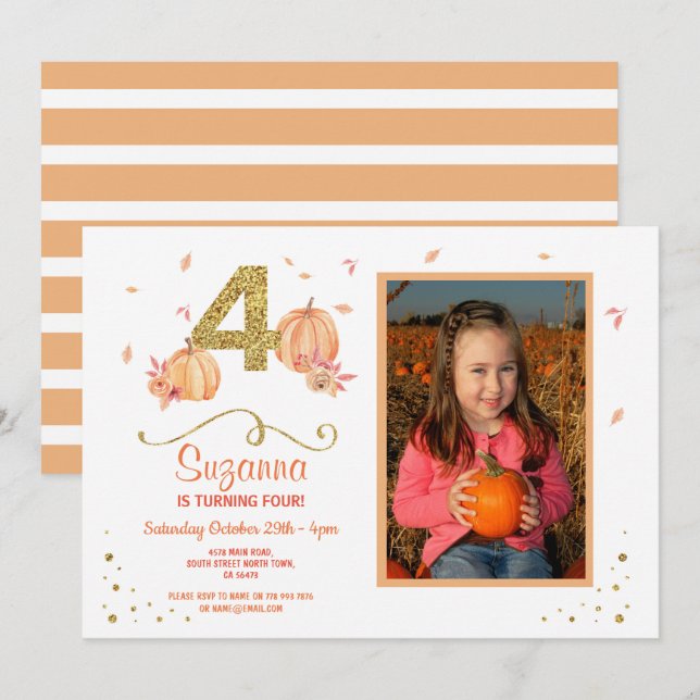 Invitación a la foto del cuarto cumpleaños de Fies (Anverso / Reverso)