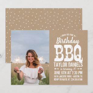 Invitación a la foto del cumpleaños BBQ de Rustic 