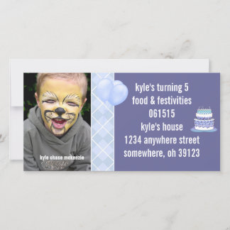 Invitación a la foto del cumpleaños Blue Argyle