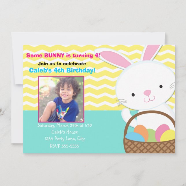 Invitación a la foto del cumpleaños de Bunny Rabbi (Anverso)
