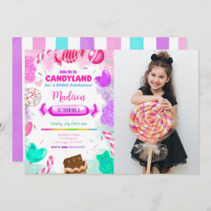 Invitación a la foto del cumpleaños de Candy land