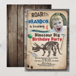 Invitación a la foto del cumpleaños de Dinosaurio