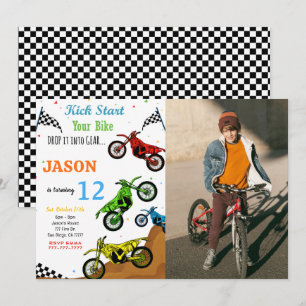 Invitación a la foto del cumpleaños de la biciclet