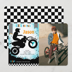 Invitación a la foto del cumpleaños de la biciclet