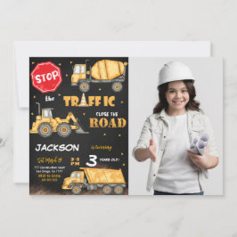 Invitación a la foto del cumpleaños de la construc