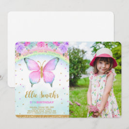 Invitación a la foto del cumpleaños de la mariposa