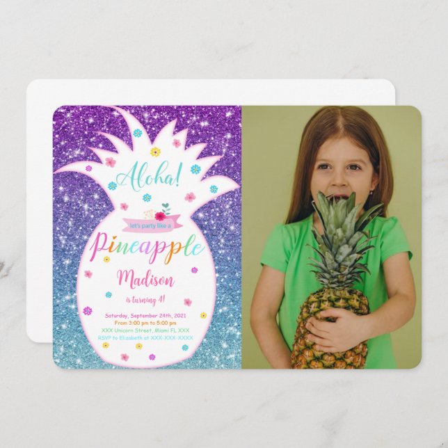 Invitación a la foto del cumpleaños de la piña edi (Anverso / Reverso)