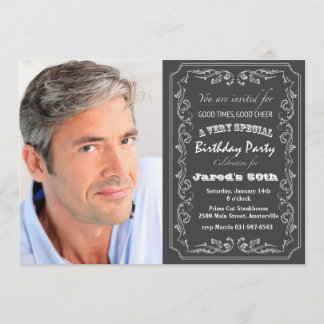 Invitación a la foto del cumpleaños de la pizarra