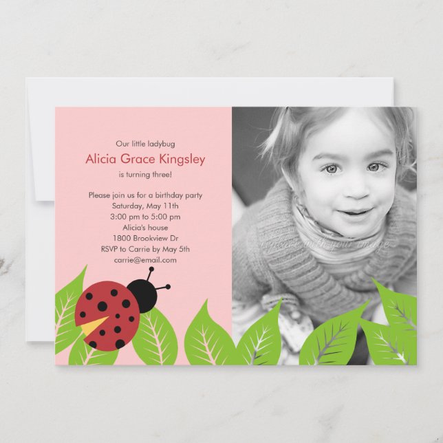 Invitación a la foto del cumpleaños de Little Lady (Anverso)