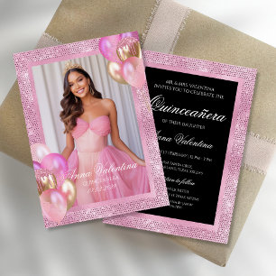 Invitación a la foto del cumpleaños de oro rosado