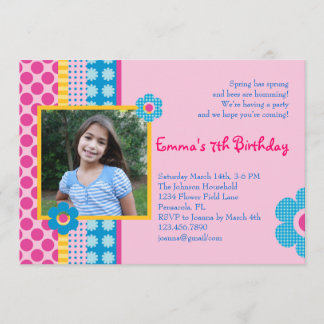Invitación a la foto del cumpleaños de Spring Flow