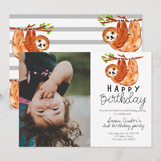 Invitación a la foto del cumpleaños de un niño pob (Anverso / Reverso)