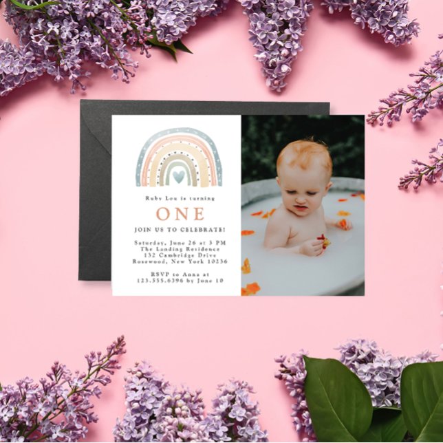 Invitación a la foto del cumpleaños del bebé boho  (Subido por el creador)