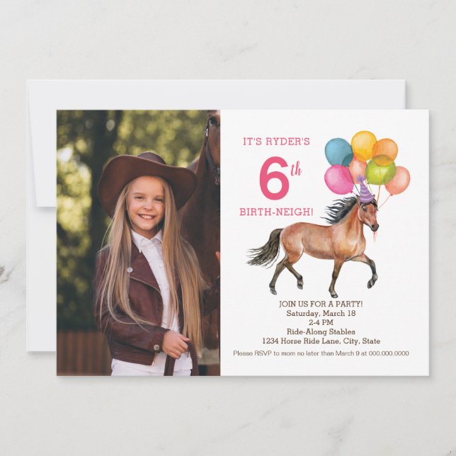 Invitación a la foto del cumpleaños del caballo // (Anverso)