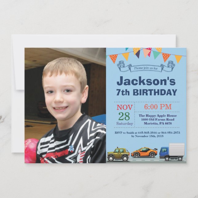 Invitación a la foto del cumpleaños del Camión de  (Anverso)